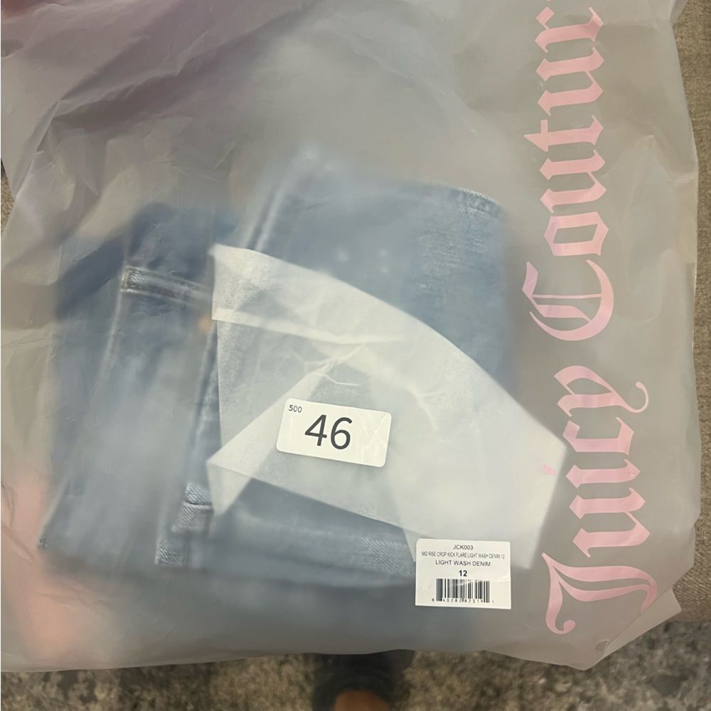 NWT Juicy Couture girls Mid Rise Crop Kick Flare jean stretch 12 Light Wash - Picture 2 of 11
